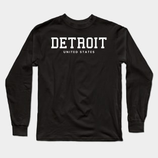 Detroit Michigan United States Vintage Minimalist Detroit Michigan State Name Sport Design Tees Long Sleeve T-Shirt